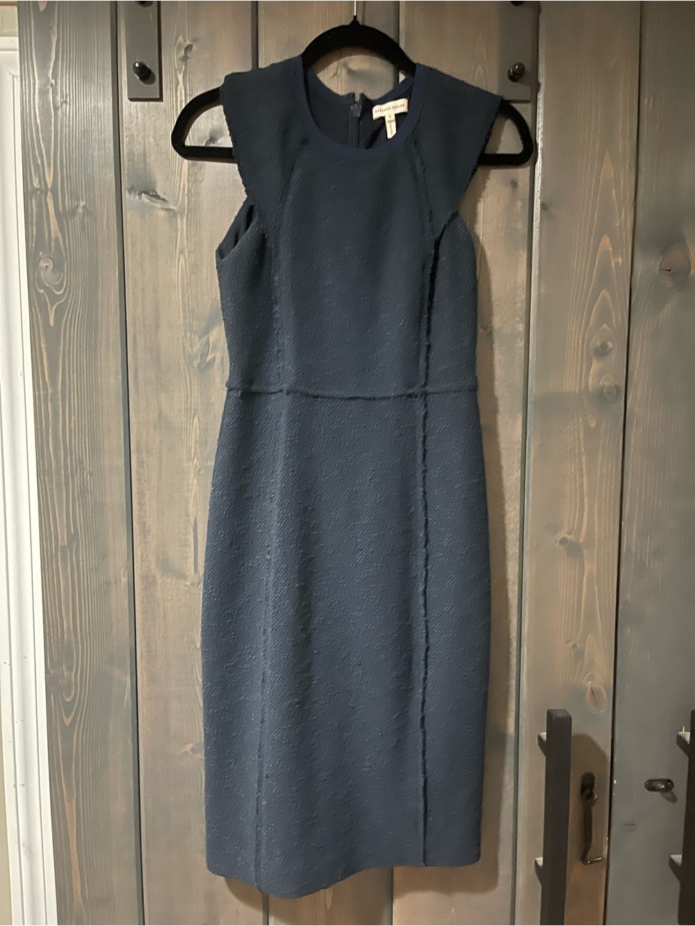 Rebecca Taylor Navy Textured Sleeveless Midi Dress